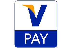 V-Pay: Visa-Debitkarte, besonders verbreitet in Europa. V-Pay Zahlungsmittel Logo